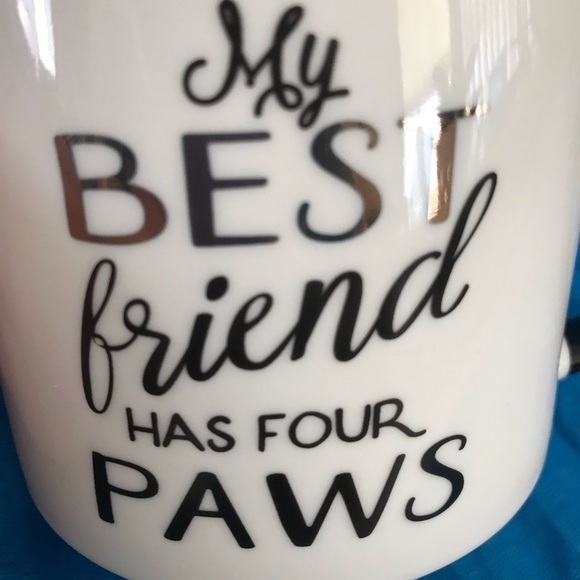 Coffee Mug "My Best Friend Has Four Paws" White Porcelain With Black Handle - Picture 6 of 9
